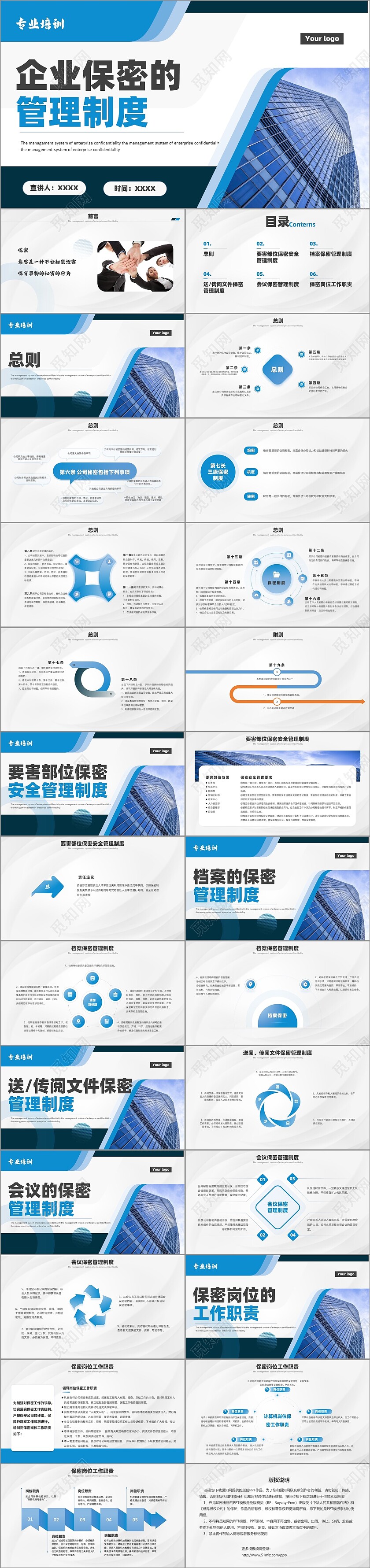 蓝色商务内容型企业保密管理制度培训PPT