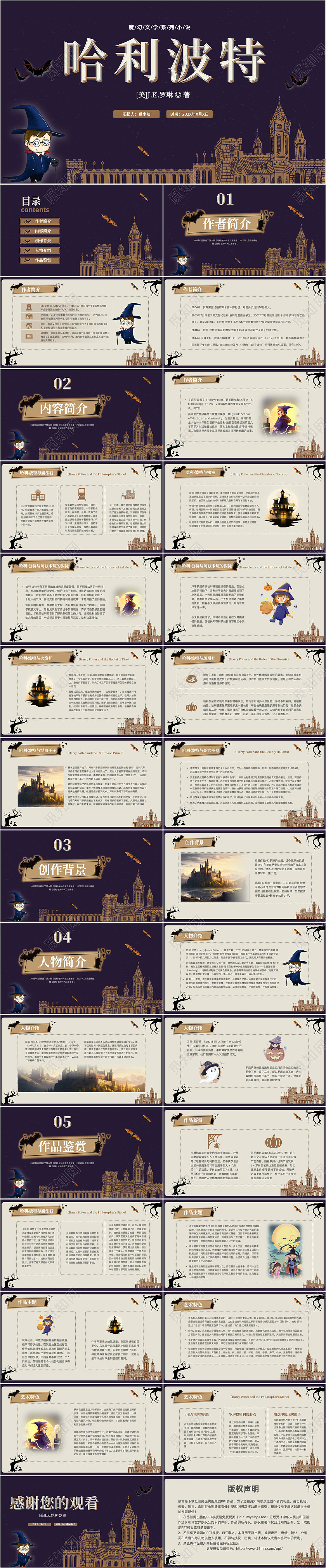 手绘哈利波特读书分享课件