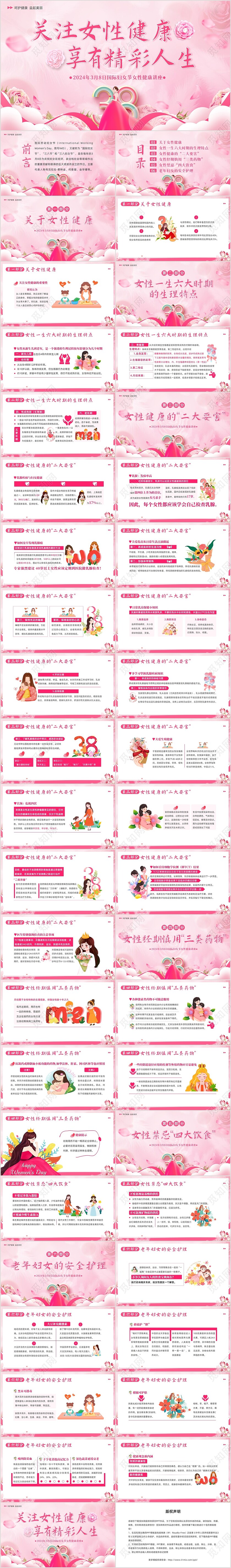 2024年妇女节女性健康培训讲座PPT课件