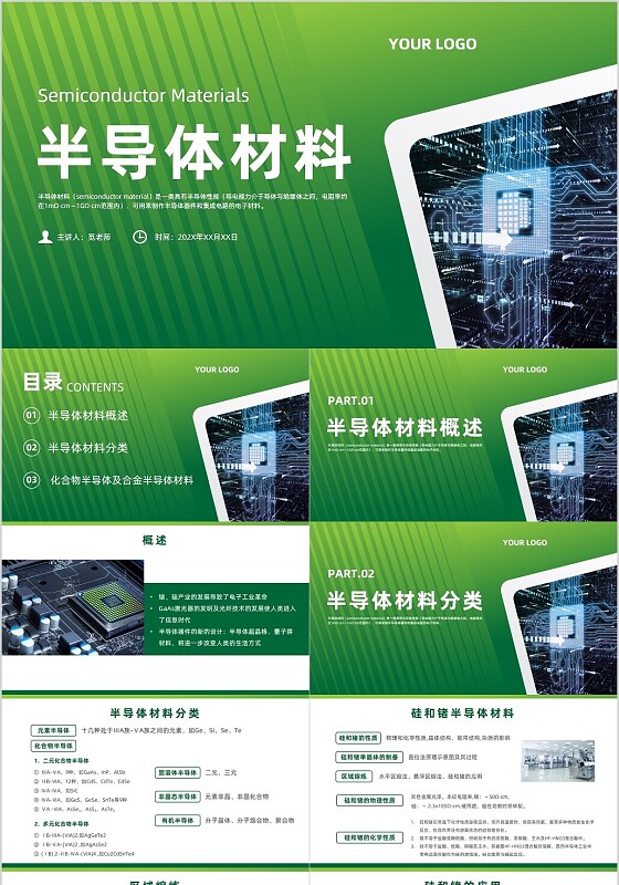 绿色简约风半导体材料培训课件
