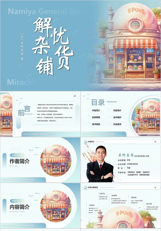 唯美莫兰迪插画风读书分享解忧杂货铺