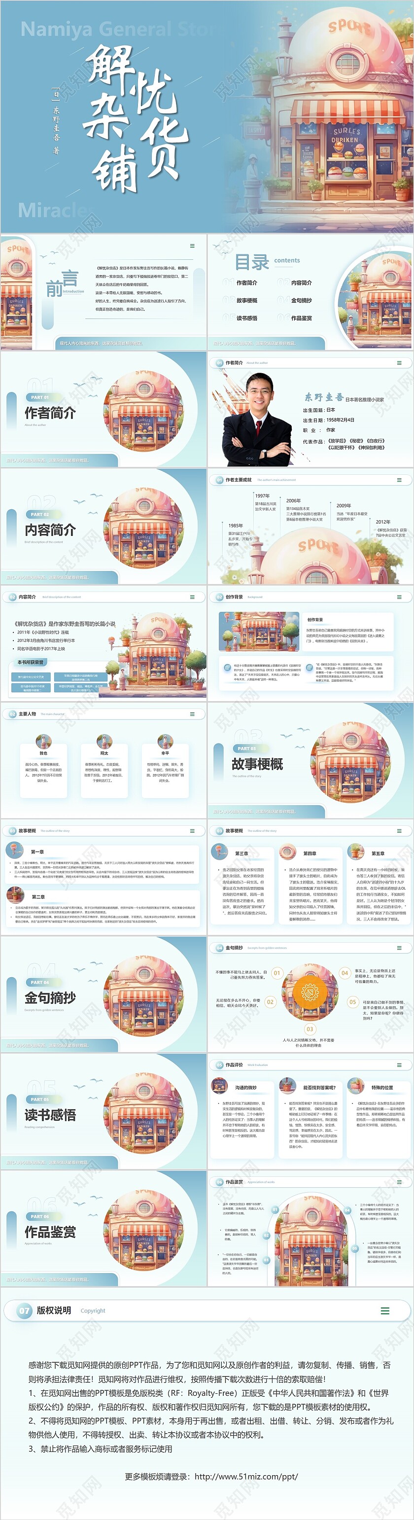 唯美莫兰迪插画风读书分享解忧杂货铺