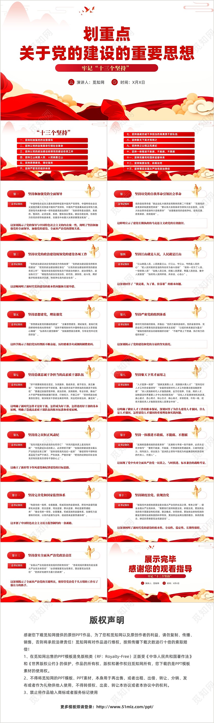 简约党建深入学习领会关于党的建设的重要思想教育课件PPT