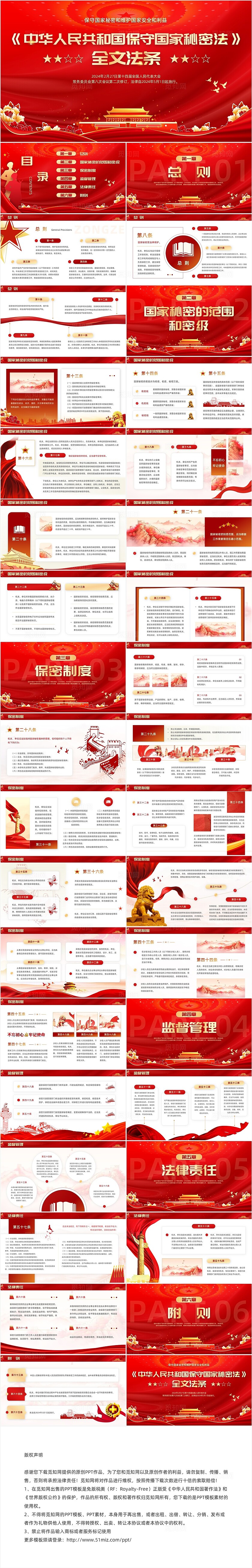 红色大气党政风中华人民共和国保守国家秘密法PPT模板