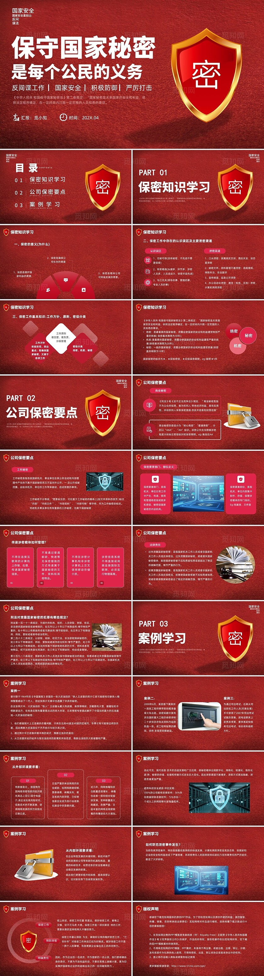 红色简约风保守国家秘密是每个公民的义务保密国家安全PPT课件保密宣传月