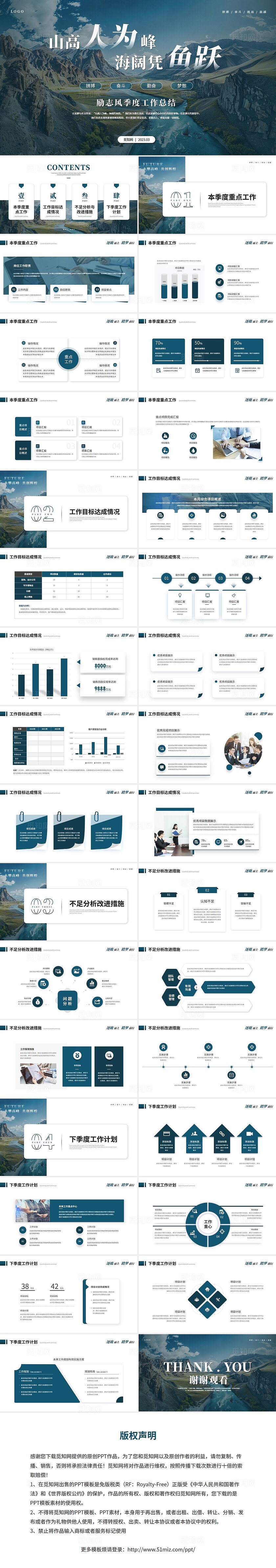 简约商务山河励志风季度工作总结工作汇报述职报告ppt蒙版