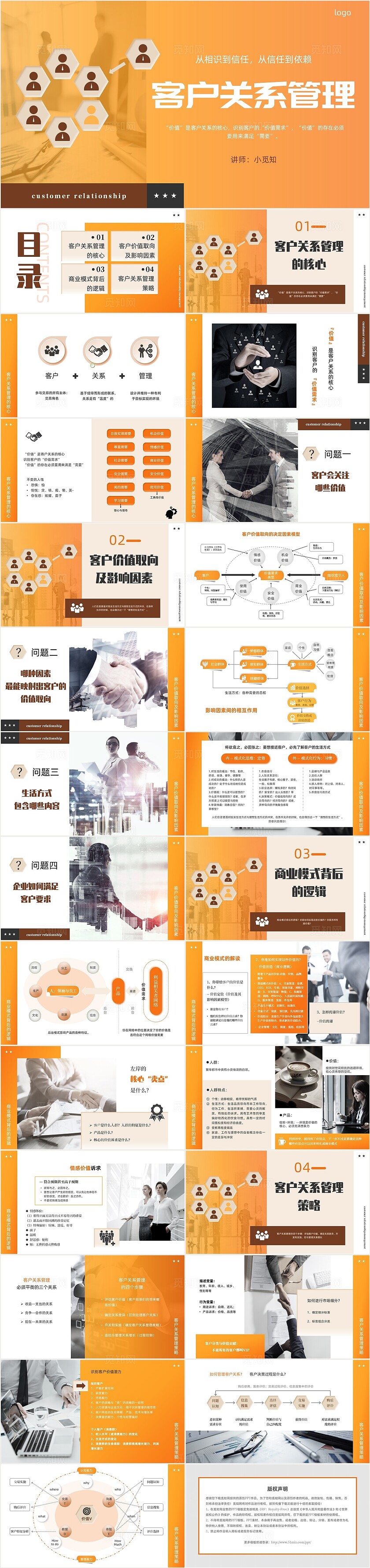 橙色简约客户关系课件客户关系管理ppt企业培训