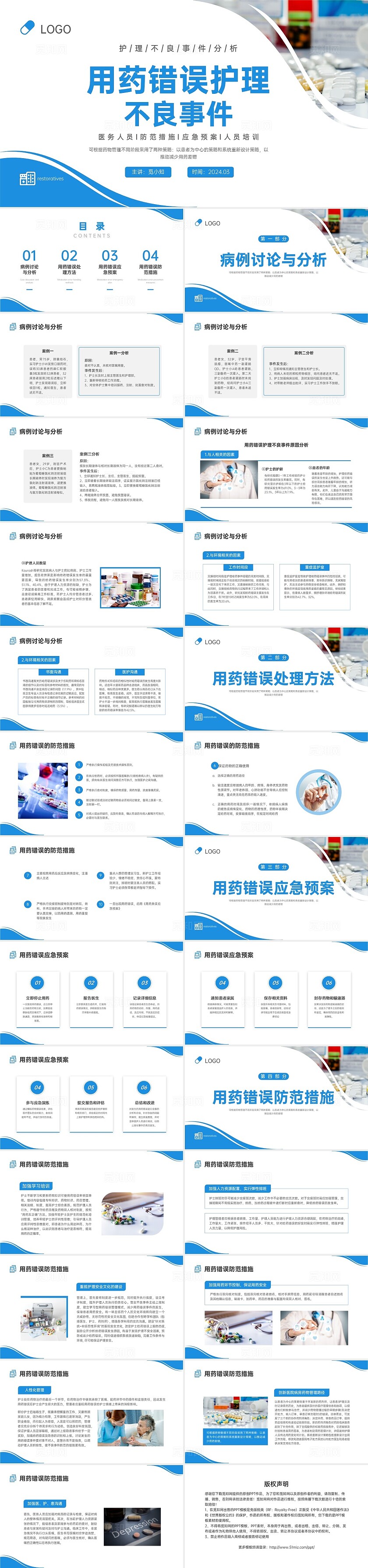 蓝色实拍商务用药错误护理不良事件医护培训ppt