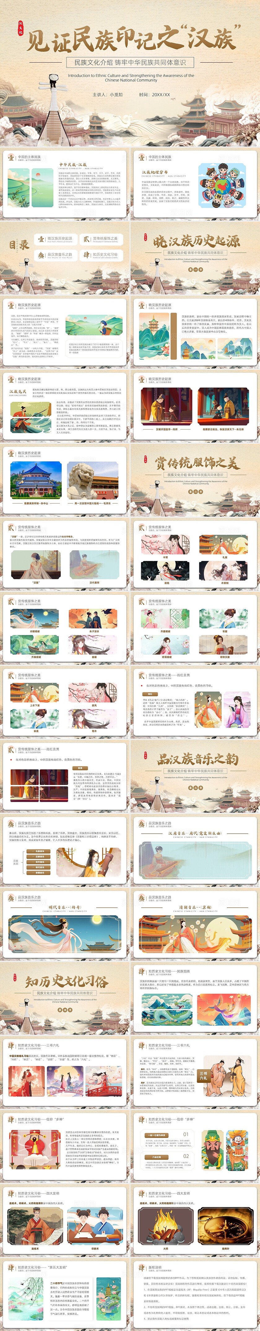 插画卡通中国传统文化民族团结汉族文化科普非遗PPT民族文化民族介绍少数民族