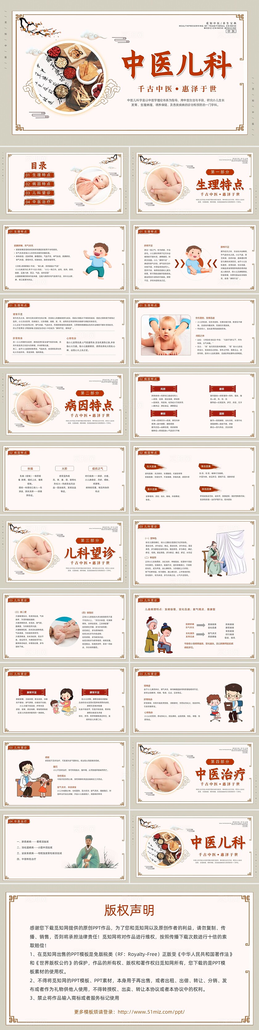 棕色古风中国风中医药养生保健中医儿科培训动态PPT