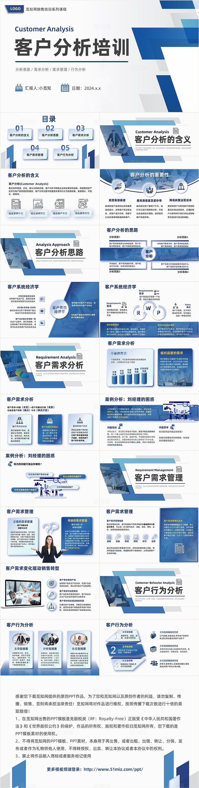 蓝色简约微粒体商务客户分析培训ppt模版客户关系管理企业培训