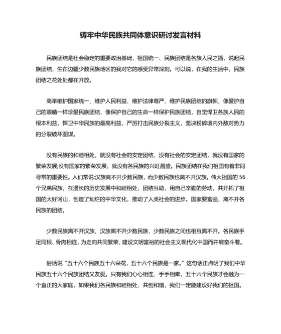 铸牢中华民族共同体意识研讨发言材料.docx