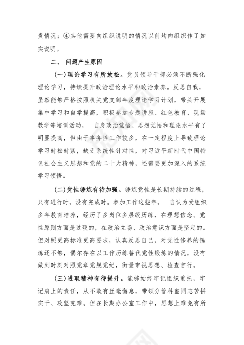 党支部党员干部2023年度教育专题组织生活个人检查材料发言提纲班子六个方面.docx