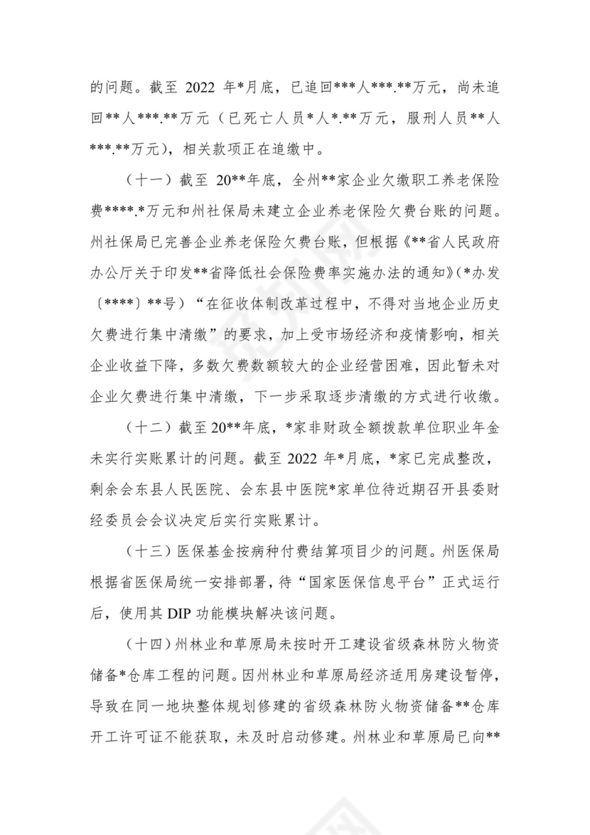 副州长在人大常委会会议上的报告（人民政府关于州本级预算执行和其他财政收支审计查出问题整改情况的报告）.docx