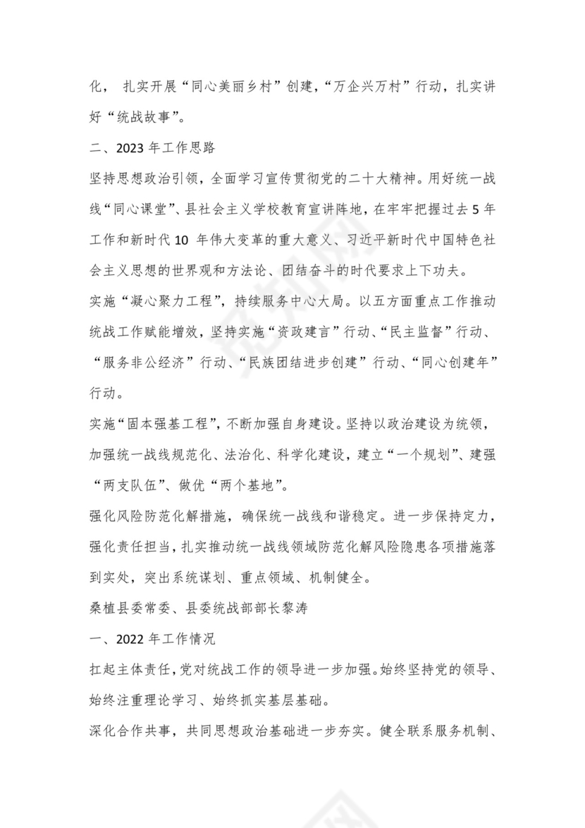 （6篇）张家界市统战工作务虚会发言材料汇编.docx