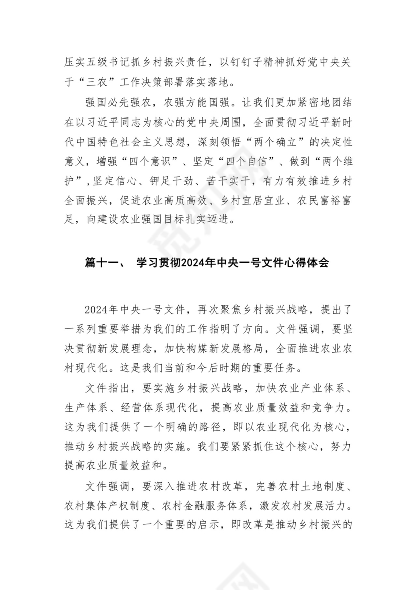 学习2024年中央一号文件心得体会研讨发言材料18篇供参考.docx