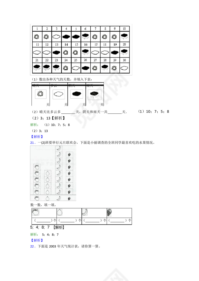 小学数学二年级下册第一单元测试卷(含答案解析).docx