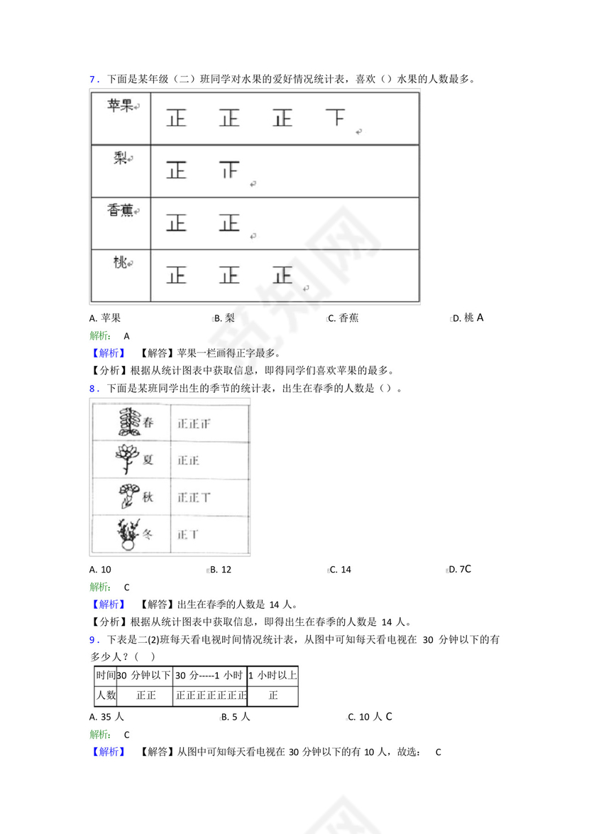 小学数学二年级下册第一单元测试卷(含答案解析).docx