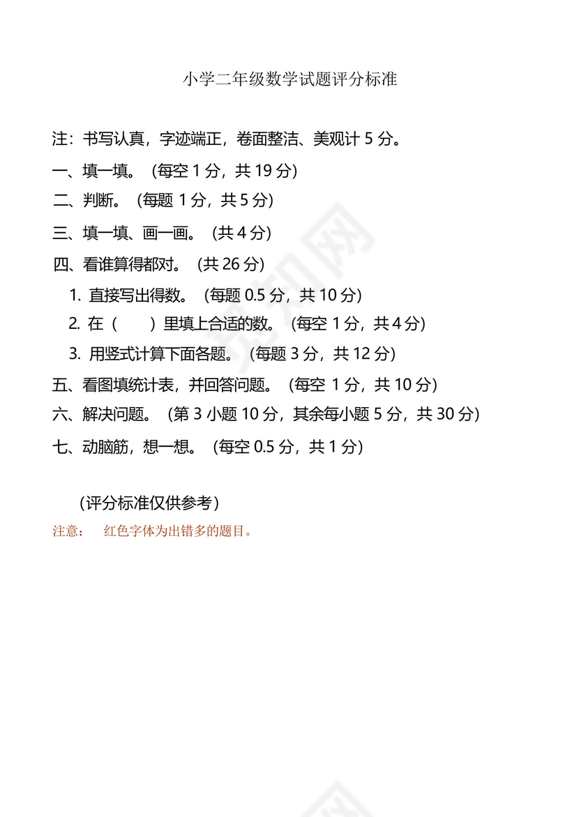 新人教版小学二年级下册数学期末试卷共六套.docx