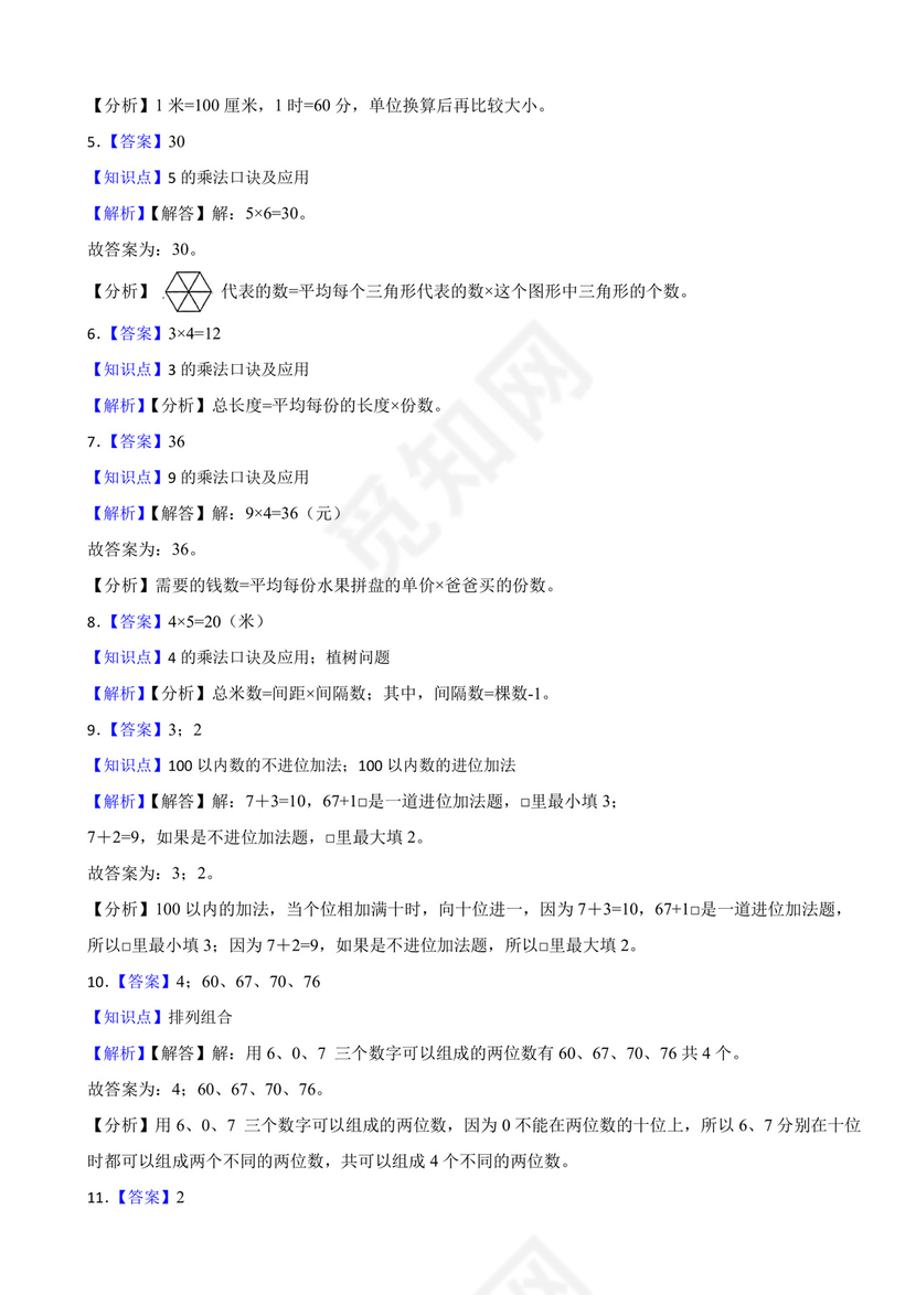 河南省信阳市平桥区2023-2024学年二年级上学期数学期末试卷.docx