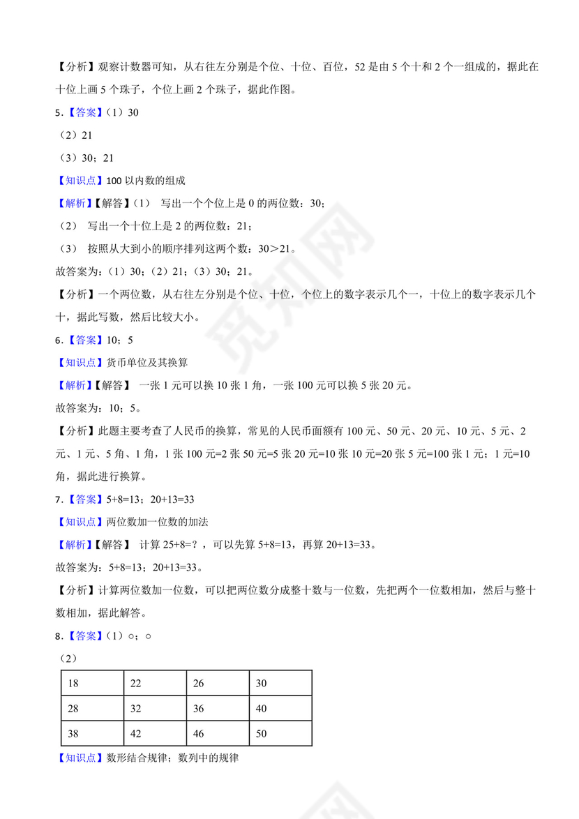 河南省郑州市巩义市2020-2021学年一年级下册数学期末试卷.docx