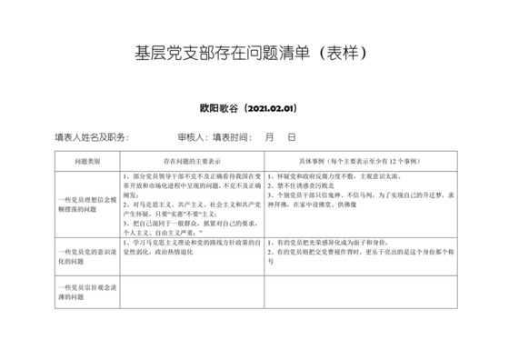 基层党支部存在问题及整改落实清单.doc