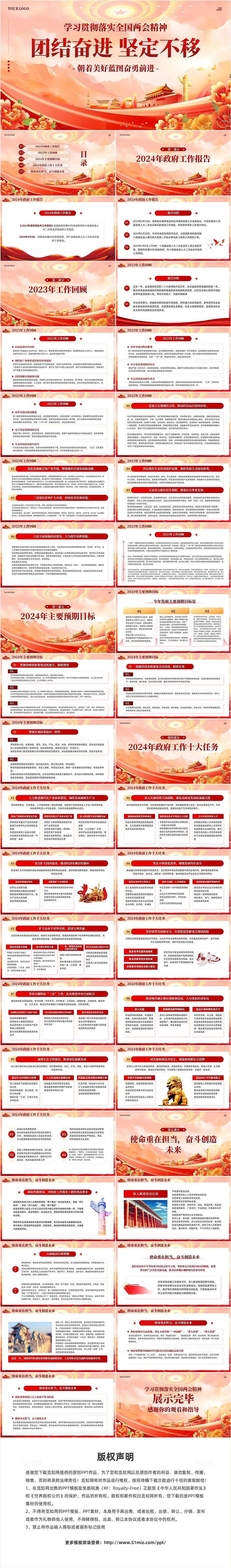 2024年两会工作报告全文学习主题教育党课PPT党建