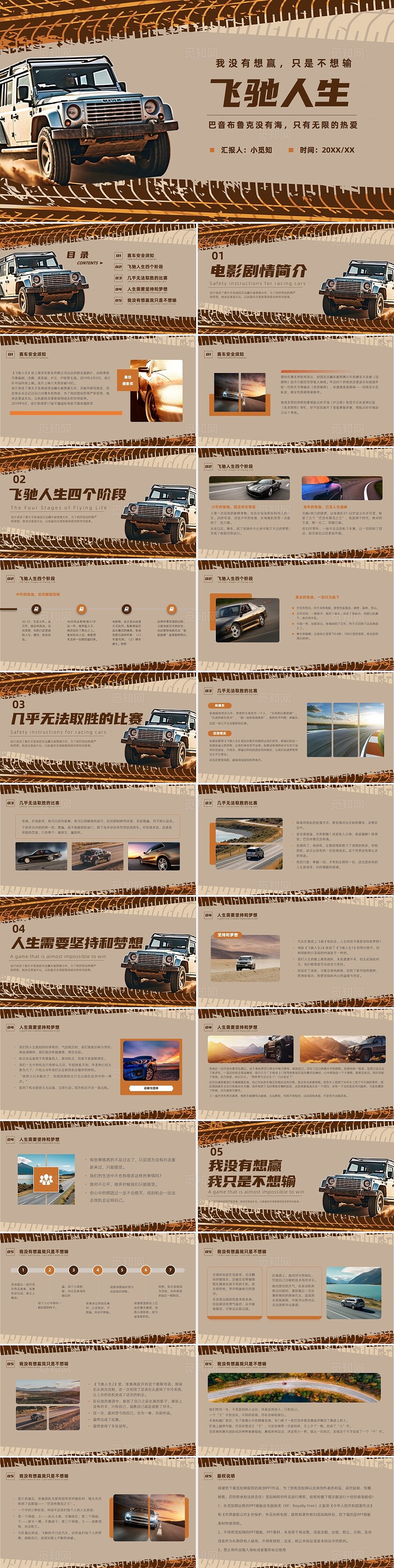 复古插画飞驰人生巴音布鲁克汽车拉力赛电影赏析PPT电影鉴赏