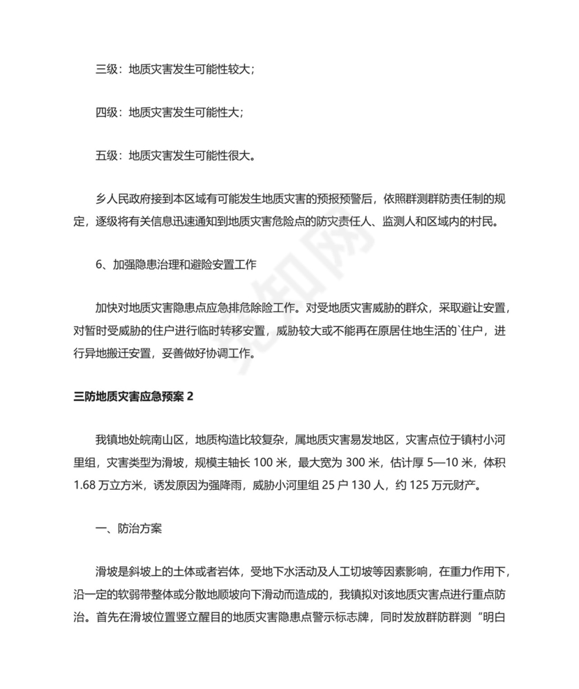 三防地质灾害应急预案.docx