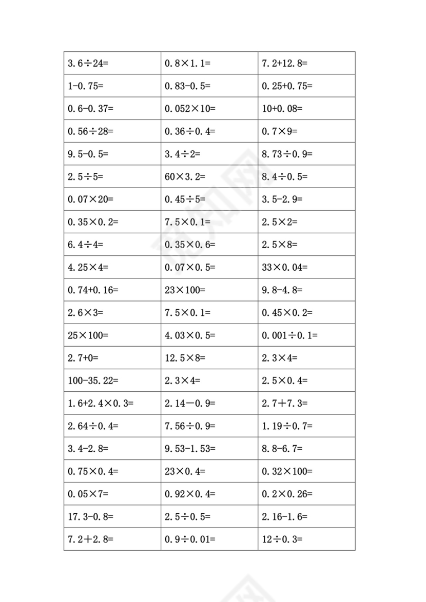 五年级口算题1000题大全(打印版).doc
