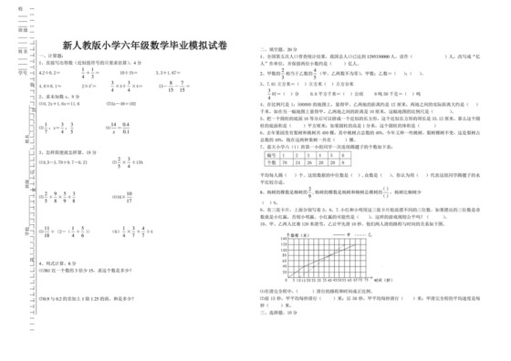 新人教版小学六年级数学毕业模拟试卷(含答案).doc