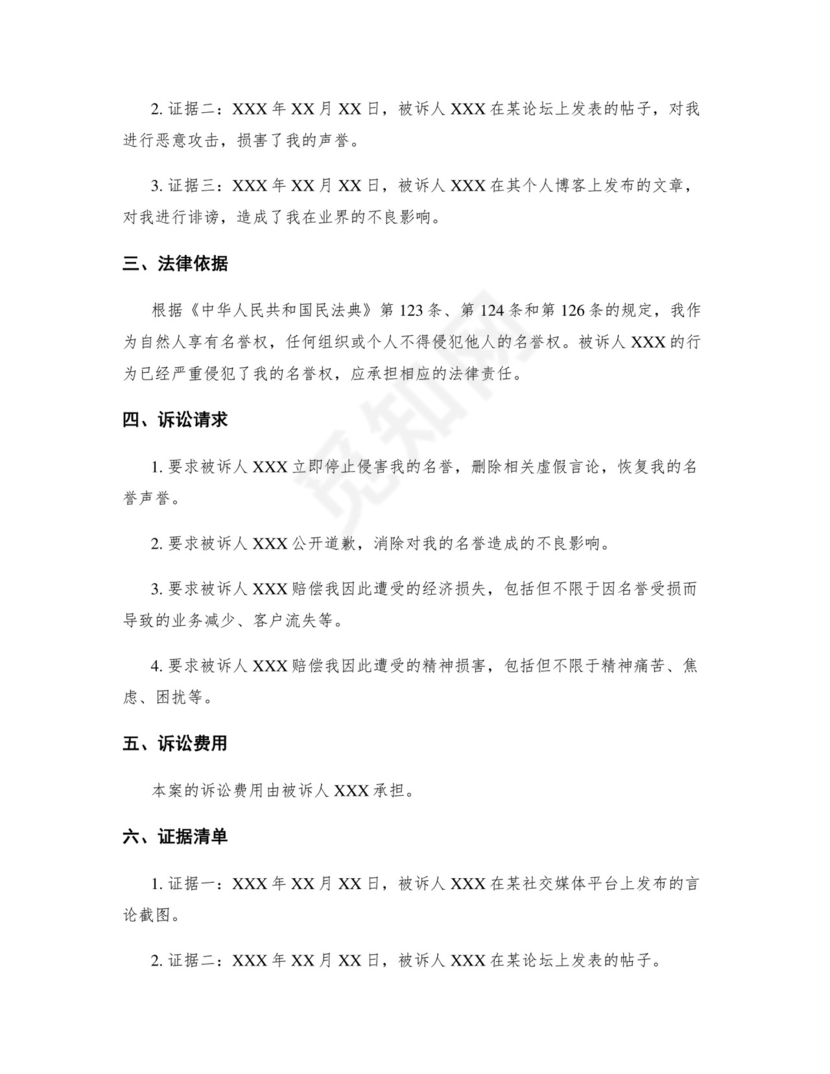 侵犯名誉权起诉状范本.docx