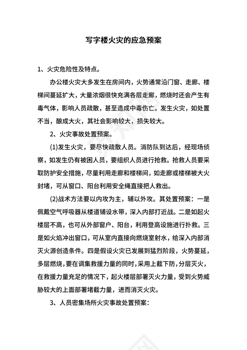 写字楼火灾的应急预案.docx