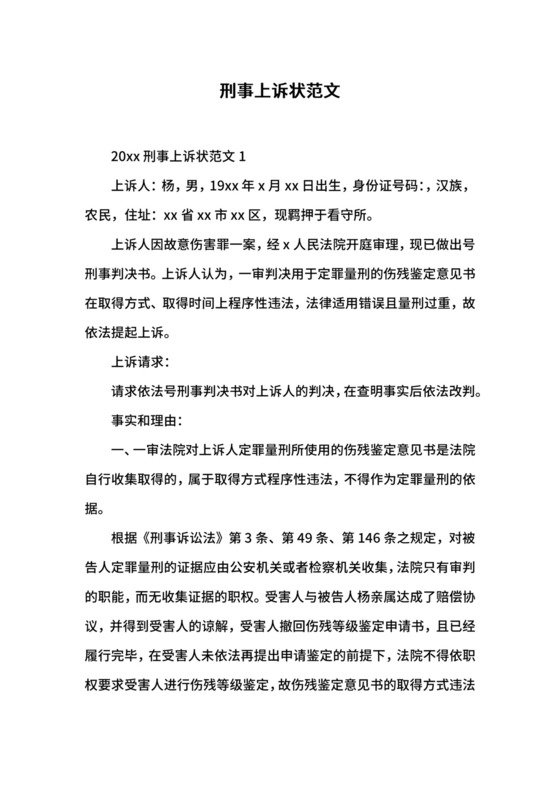 刑事上诉状范文.docx