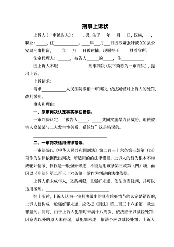 刑事上诉状范本.docx