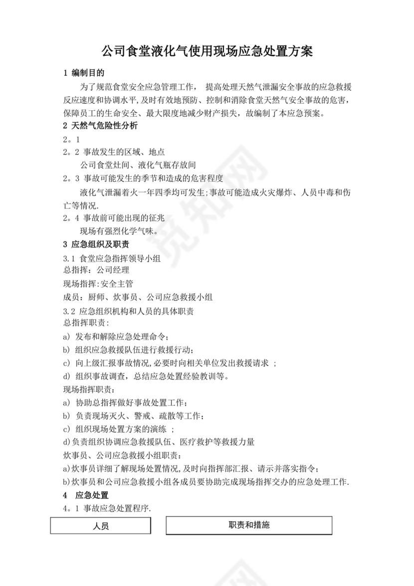 公司食堂燃气安全应急预案.docx