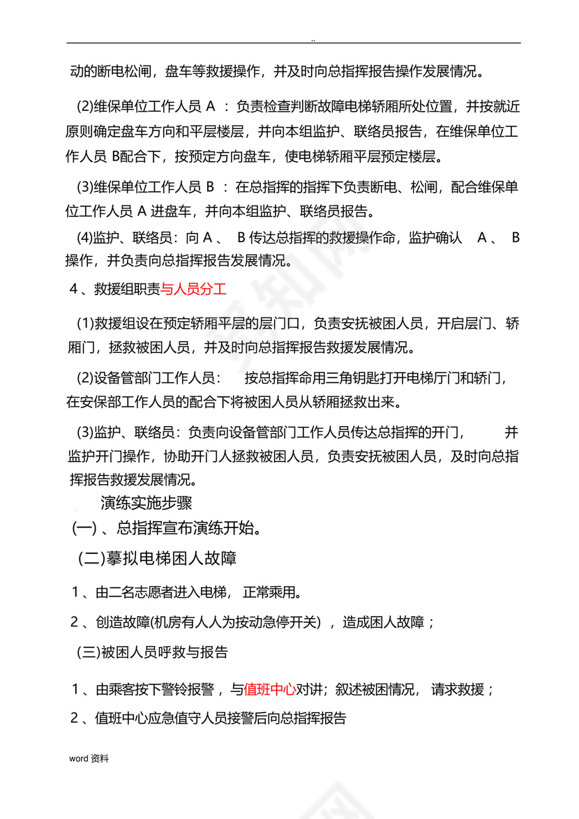 电梯困人应急救援预案演练方案.docx