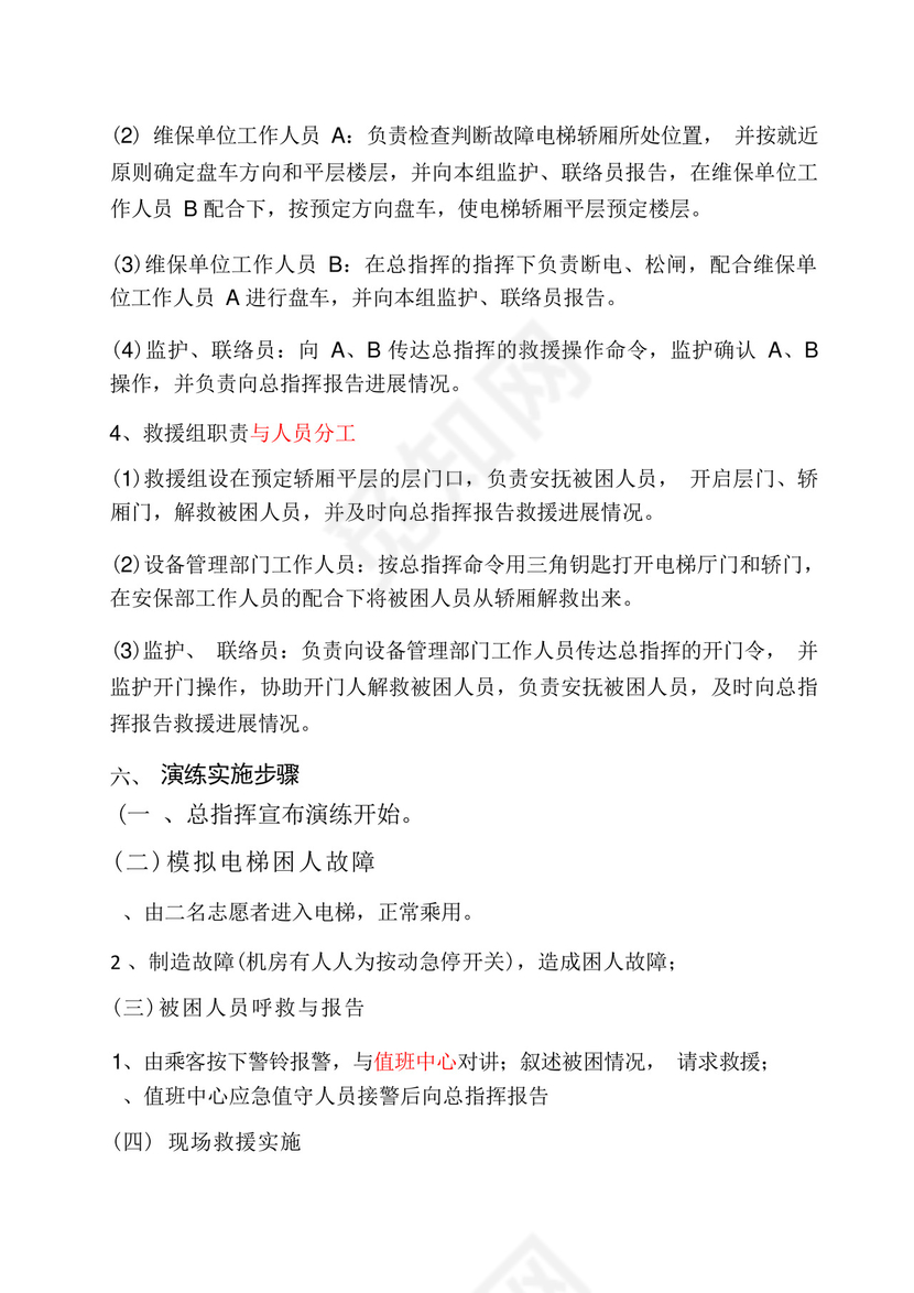 电梯困人应急救援预案演练方案.docx