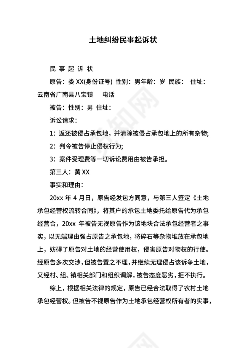 土地纠纷民事起诉状.docx