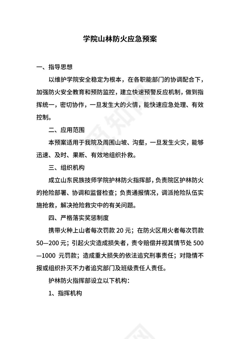 学院山林防火应急预案.docx