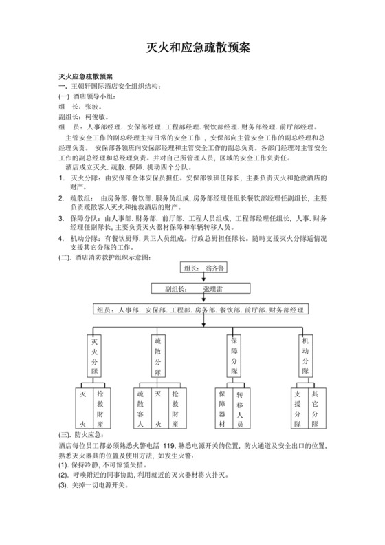 (完整版)酒店灭火消防安全应急疏散预案.docx
