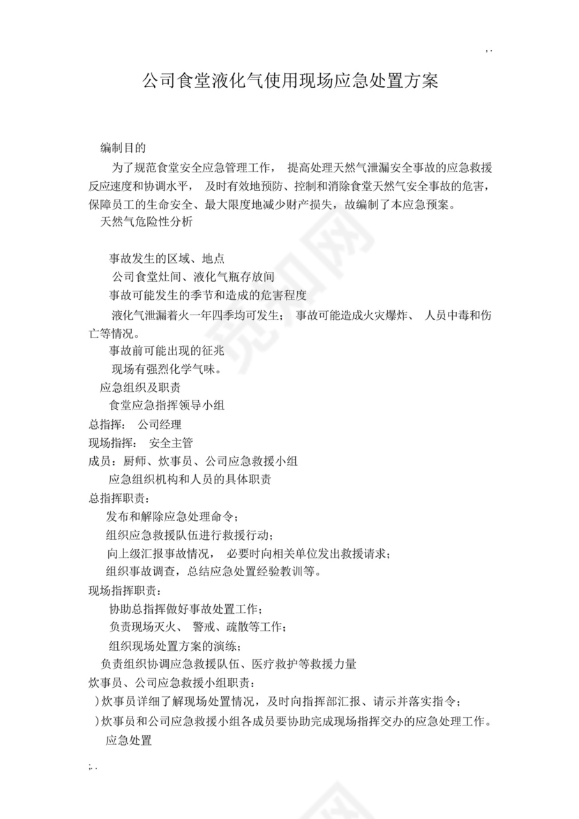 公司食堂燃气安全应急预案.docx