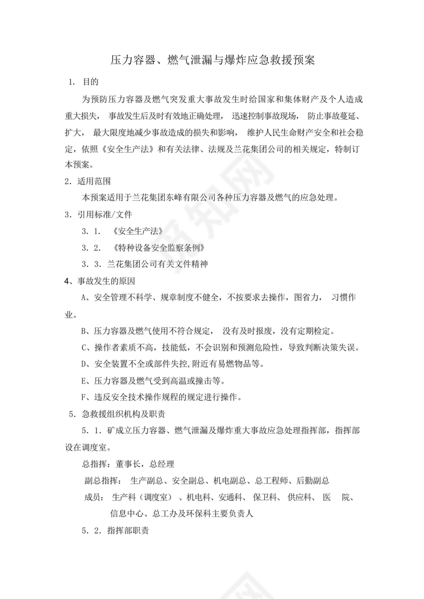 压力容器、燃气泄漏及爆炸应急预案.docx