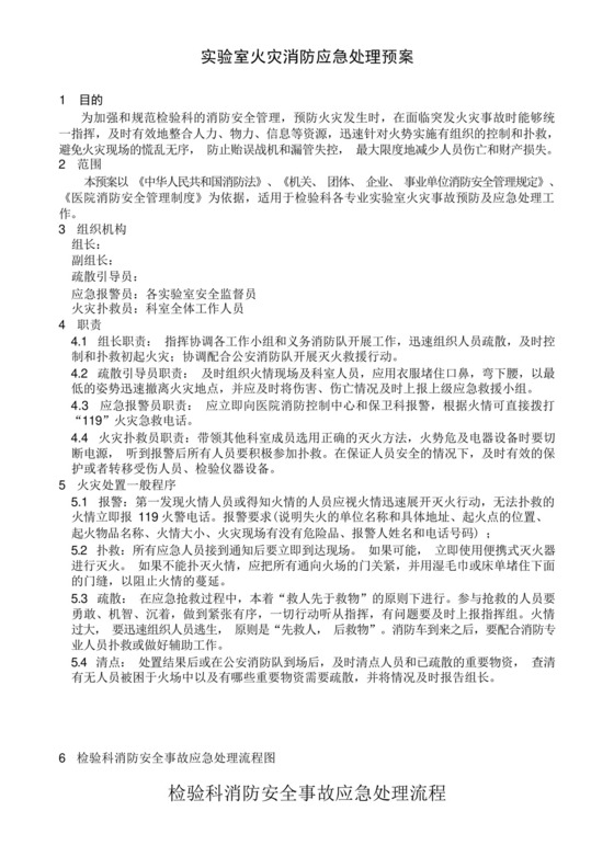 实验室火灾消防应急处理预案.docx