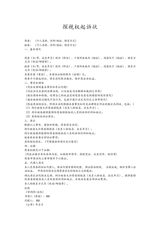 探视权起诉状.docx