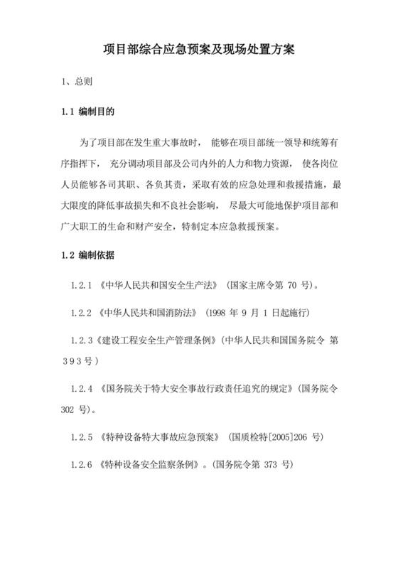 项目部综合应急预案及现场处置方案.docx
