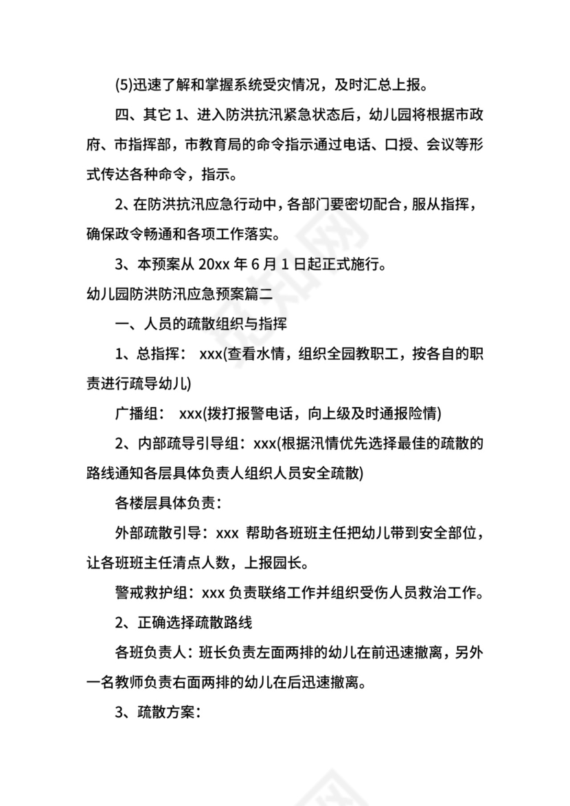 幼儿园防洪防汛应急预案.docx
