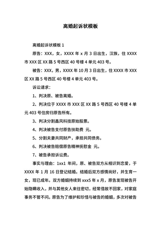 离婚起诉状模板.docx