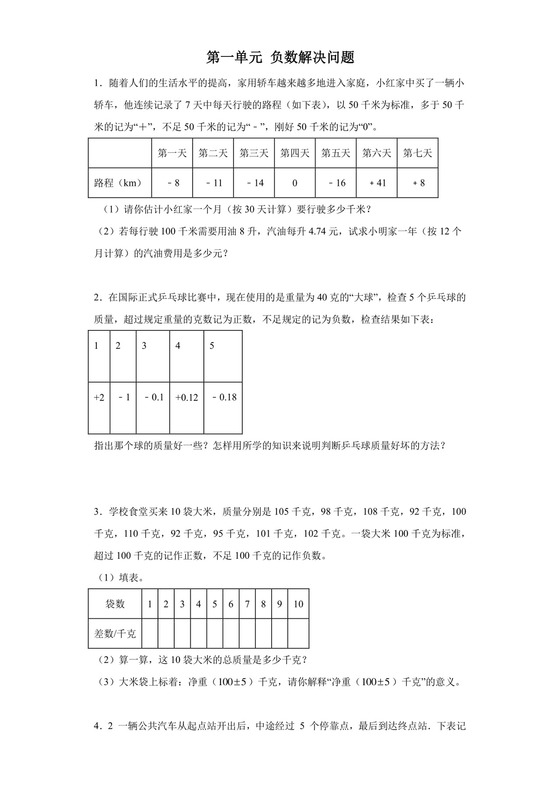 (典型易错题)第一单元负数解决问题-2023-2024学年六年级下册数学高频易错重难点专项培优卷（人教版）.docx