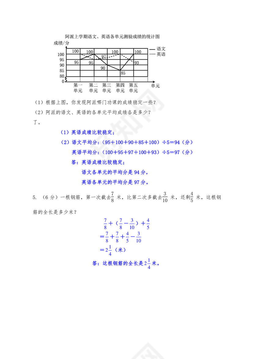 五年级数学下册试题+期末试卷-人教版（含答案）.docx